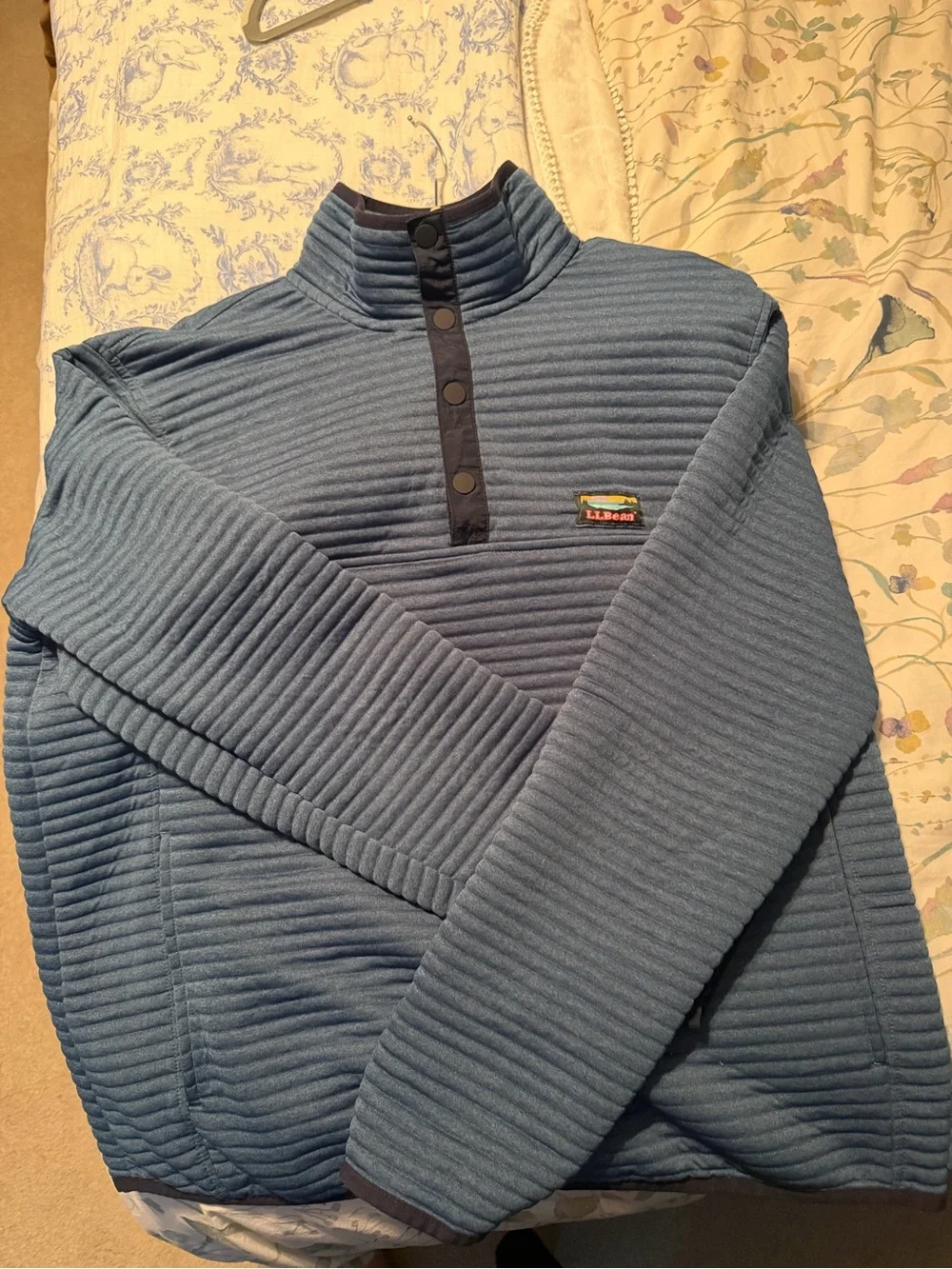 L.L. Bean Quilted Snap Mock-Neck Pullover Sweatshirt